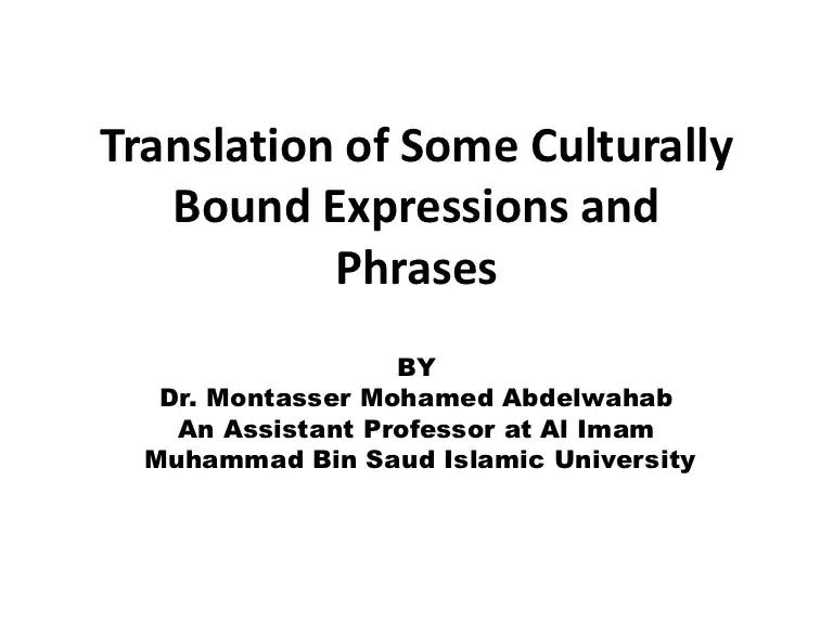 Methods to translate Culture Specific Concepts