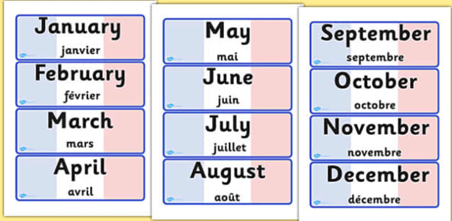 Months of the Year in French