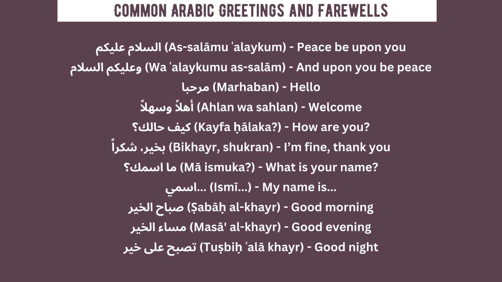 Common Arabic Greetings and Farewells