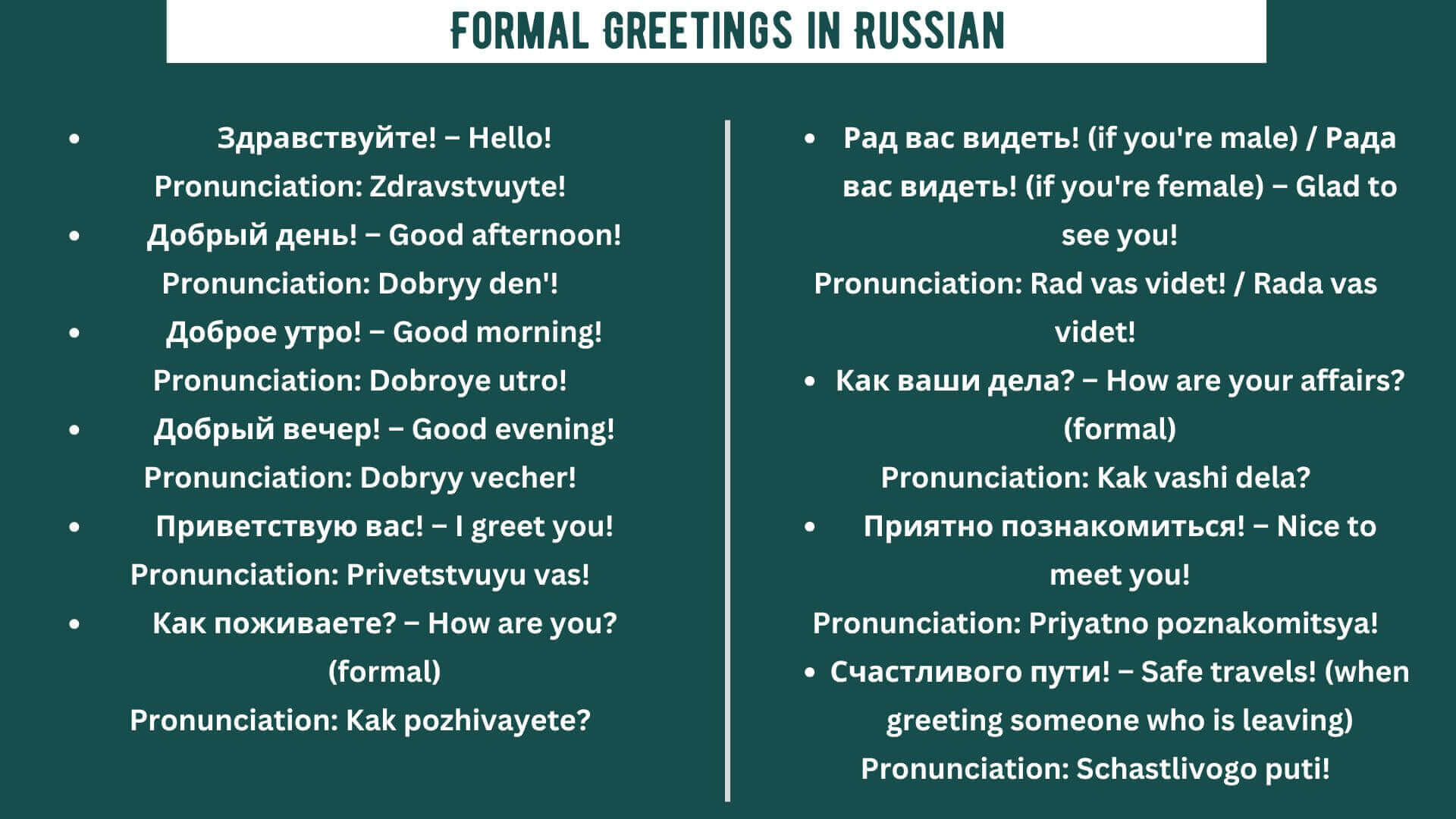 Formal Greetings in Russian 