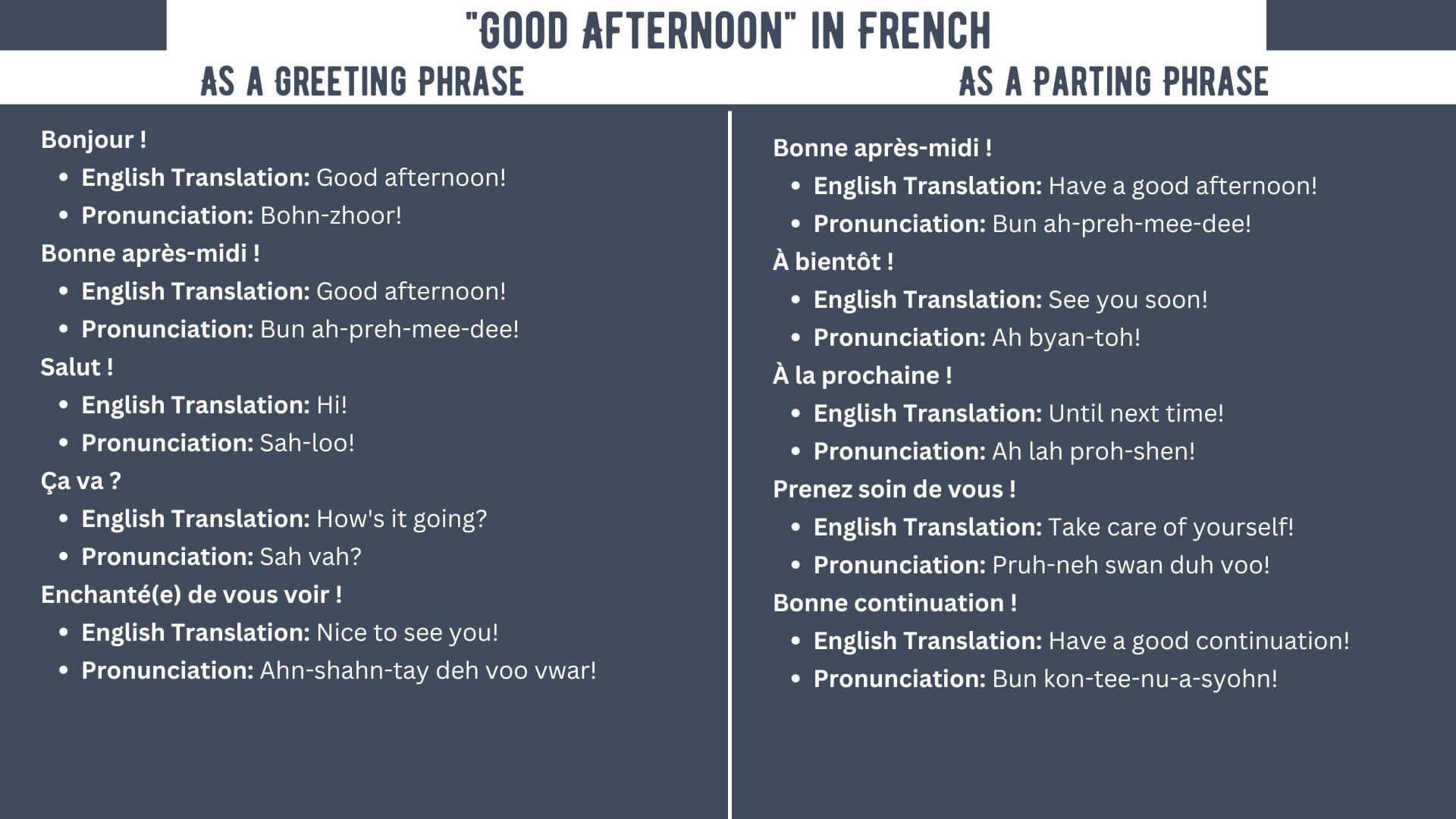 Good Afternoon in French Greeting vs Parting