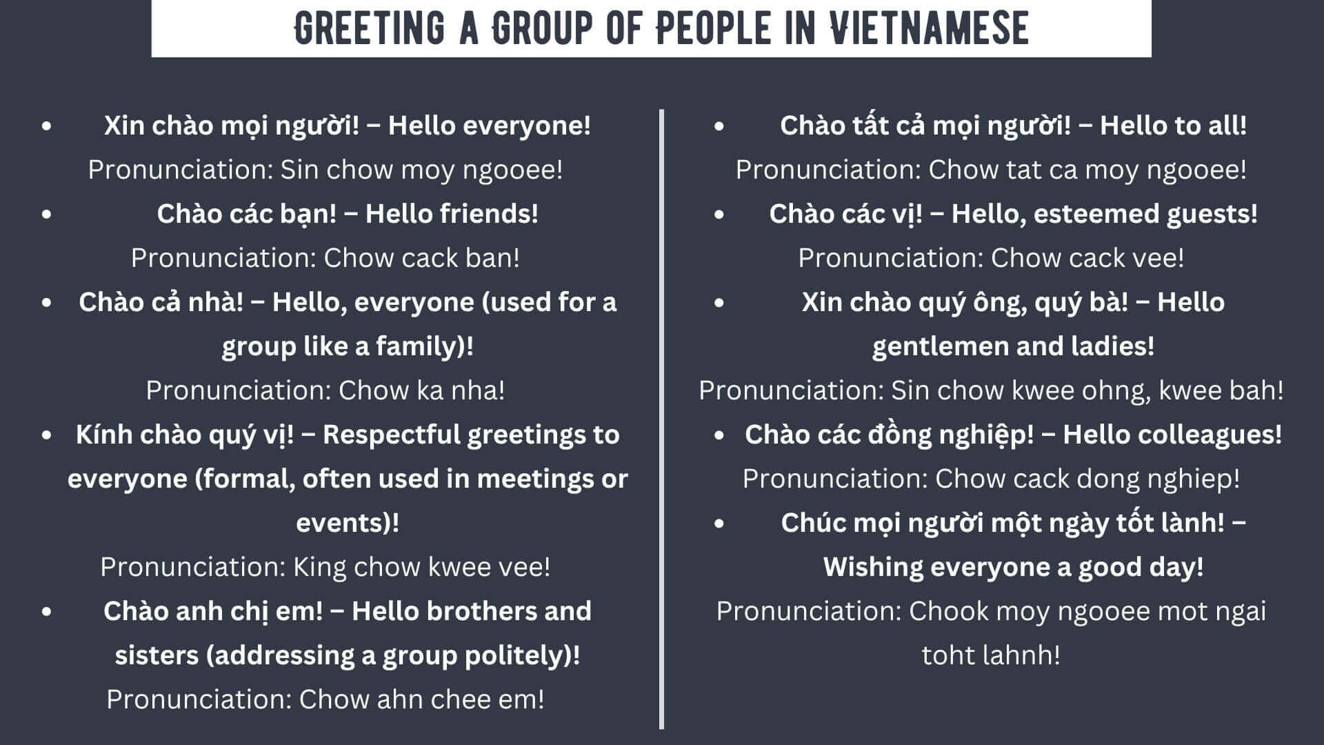 Greeting a Group of People in Vietnamese