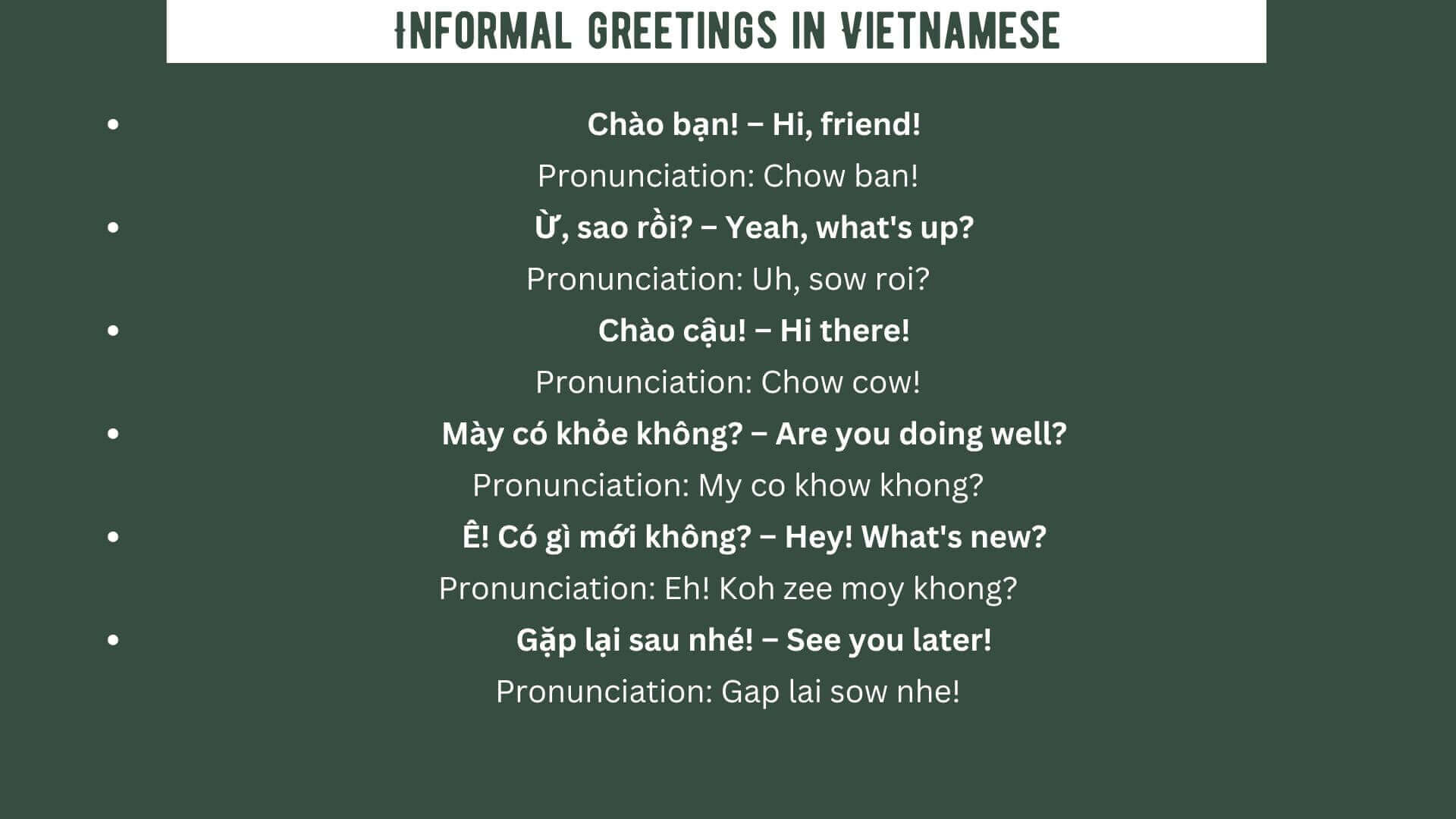 Informal greetings in Vietnamese 