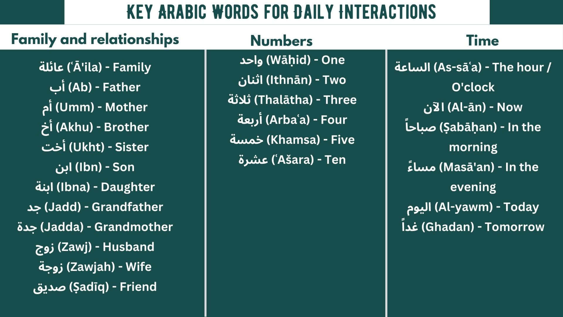 Key Arabic Words for Daily Interactions