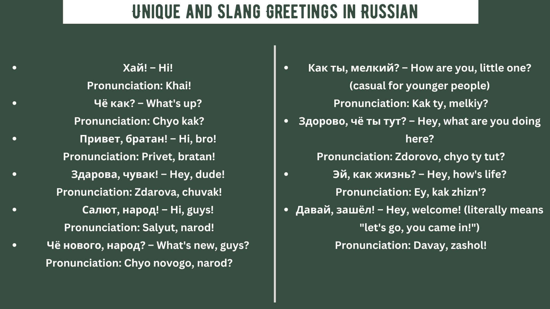 Unique and Slang Greetings in Russian